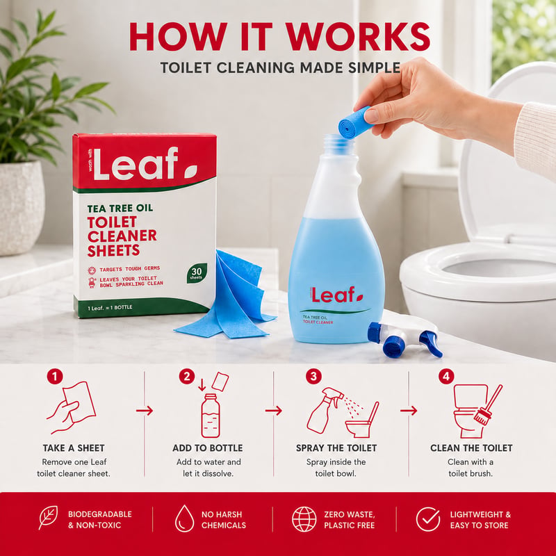 How it works - Leaf toilet cleaning sheets