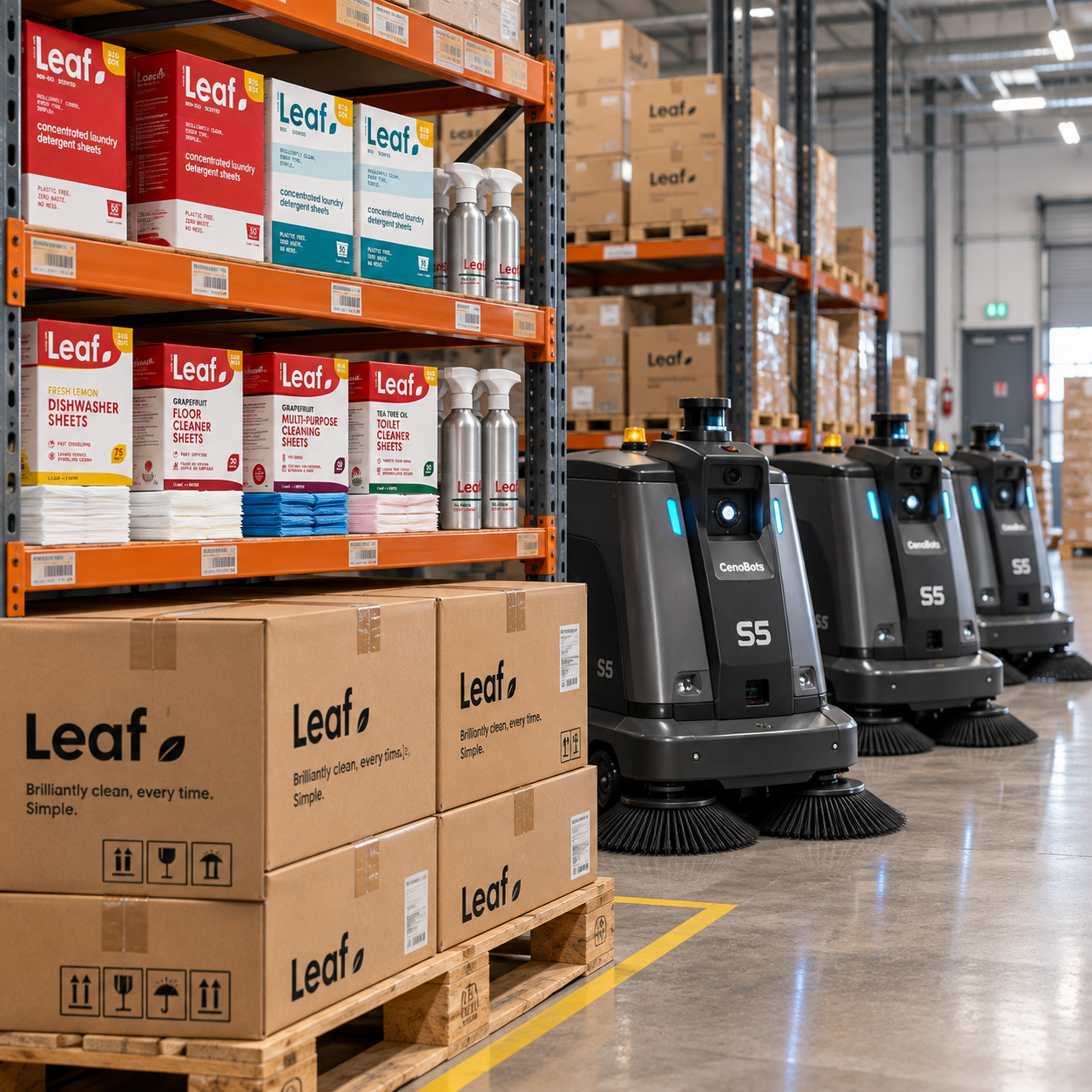 Leaf Cleaning Warehouse with CenoBots S5 Robots