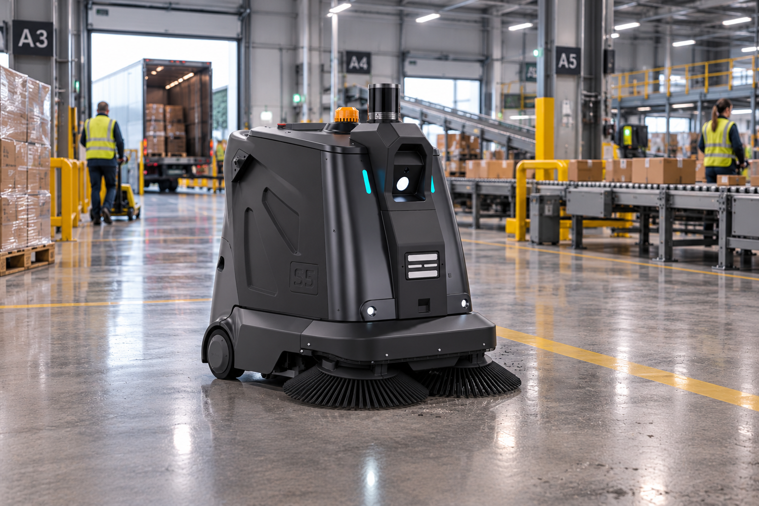 Autonomous Sweeper in a Busy Warehouse