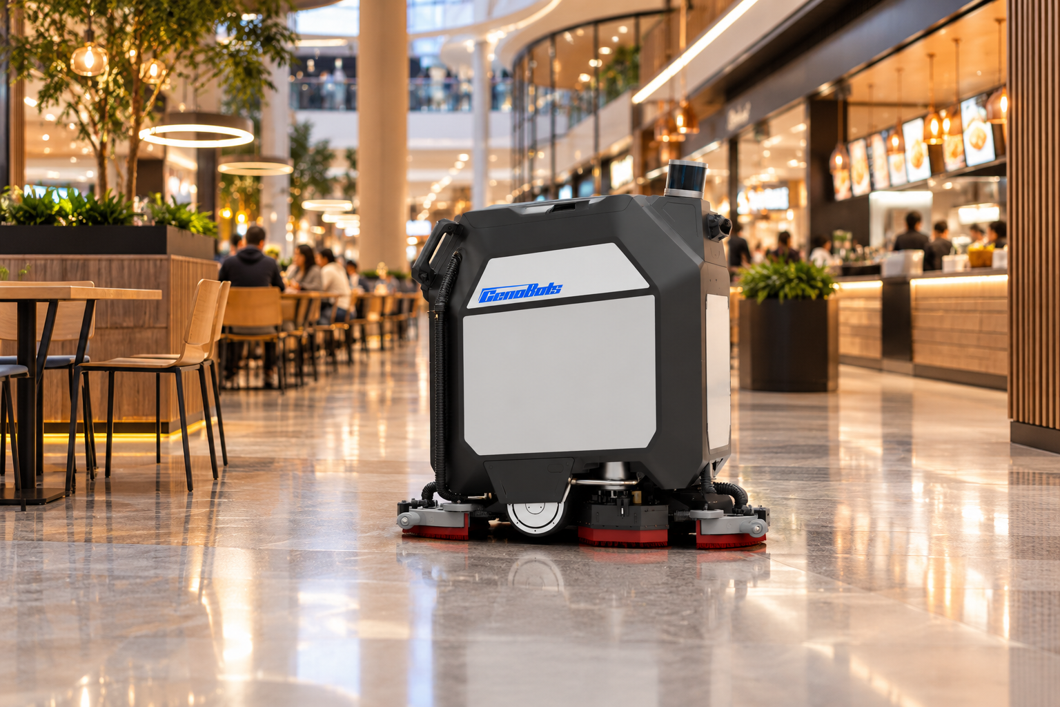 GenoBots Robot in Modern Food Court