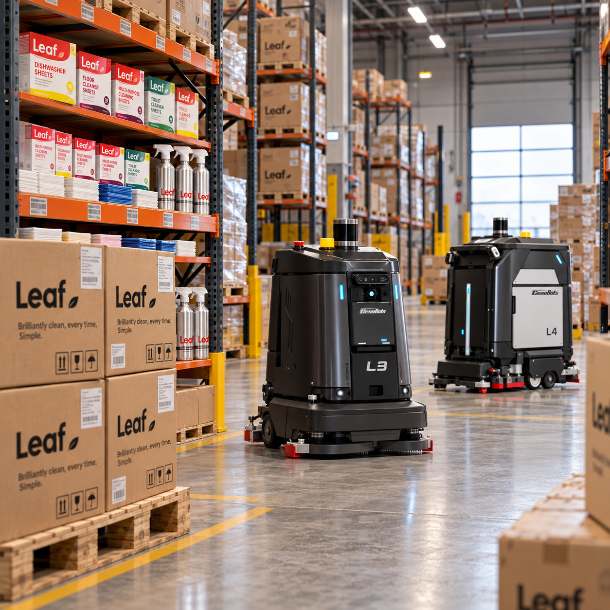 Leaf Robots in a Modern Warehouse